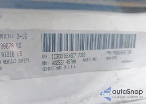 2016 Dodge Dart Sxt from USA, damaged, VIN 1C3CDFBBXGD717368